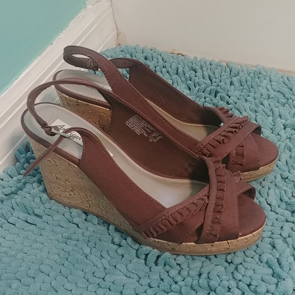 American Eagle Brown Wedges Size 8W - Picture 2 of 4